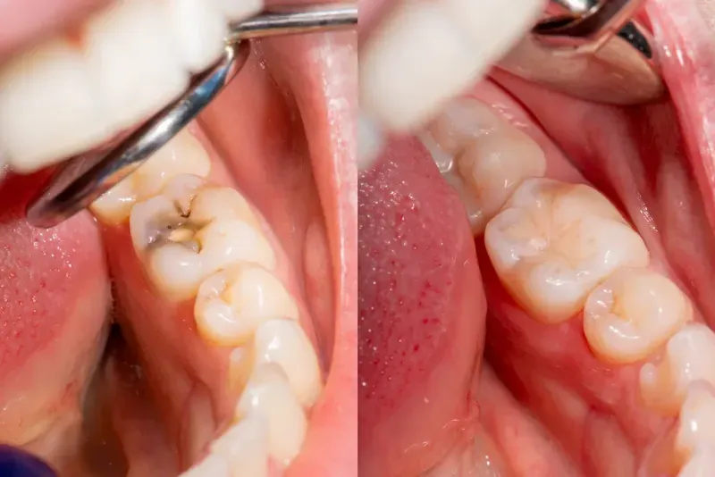 Before/after dental bonding procedure